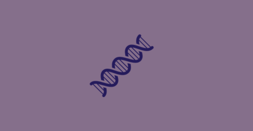 Double DNA helix on a light purple background 