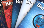Covers of our Biochemist magazine laid out in a fan shape