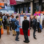 Attendees at a poster session during a Biochemical Society event