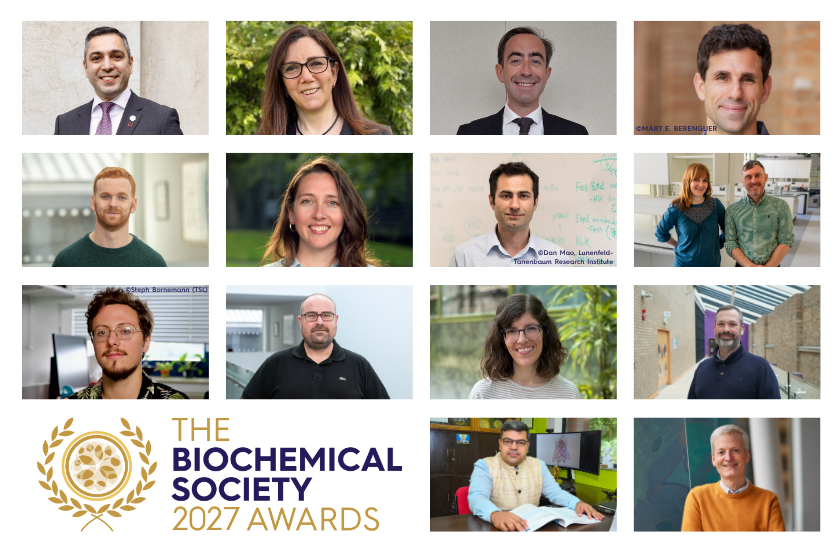 Collage showing all 15 Biochemical Society Award winners