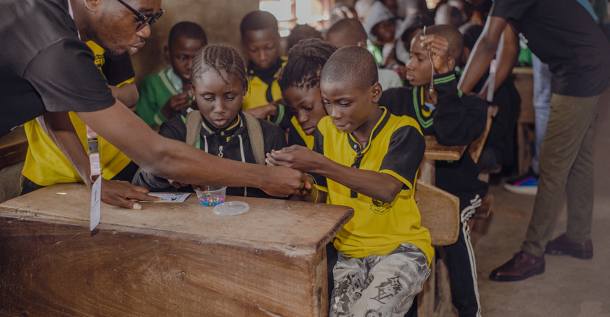 Students engaging with activity at school