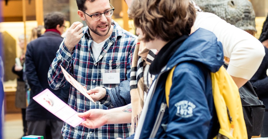 Scientist engaging with the public at a festival