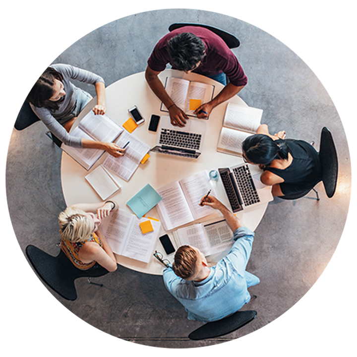 People around a desk