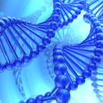 Blue double stranded DNA molecule