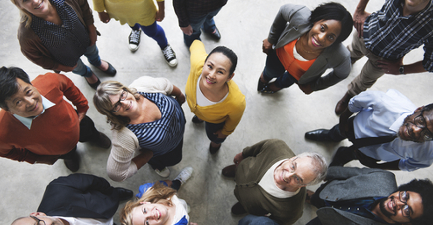 Group of people looking up