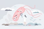 Microorganism being investigated by a scientist