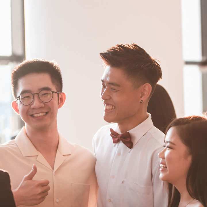 group of students talking and laughing