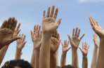 Lots of hands in the air