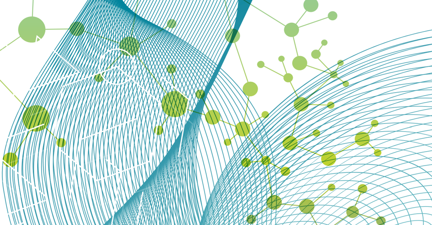 Abstract Portland Press graphic showing dots and swirls